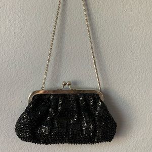 small black sequined shoulder bag